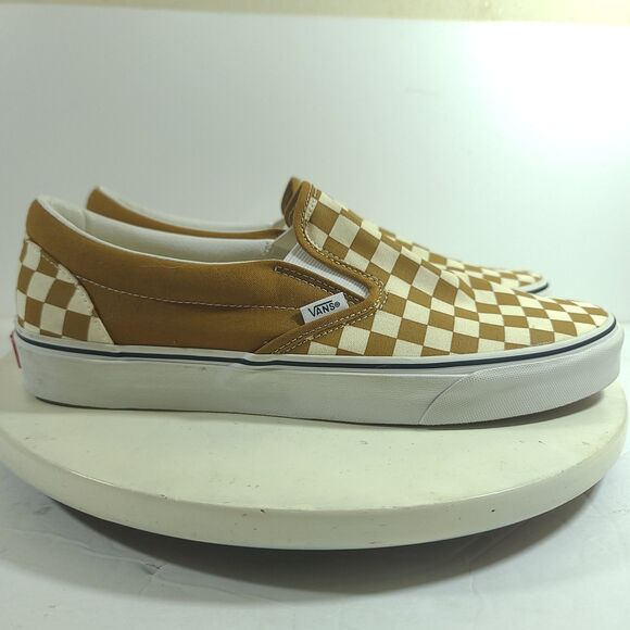 NEW Vans Classic Slip-On Sz 12 Color Theory Checkerboard Golden Brown Sneakers - Picture 3 of 13
